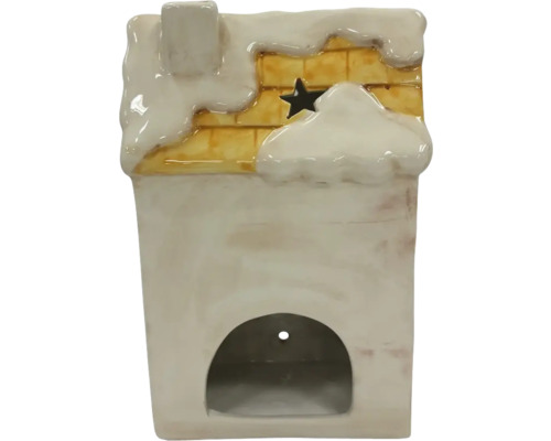 Maison de bougie chauffe-plat en céramique avec motif étoile et décor de neige