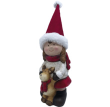 Décoration de Noël figurine fille avec bonnet et renne