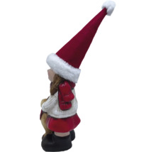 Figurine décorative fille avec bonnet de Noël et ours en peluche