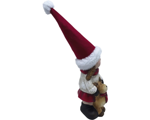 Figurine décorative fille avec bonnet de Père Noël et renne