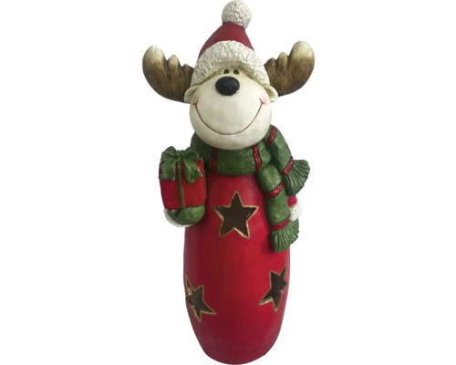 Weihnachtsdekoration Elch mit Geschenk und Sternen