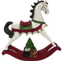Cheval à bascule décoratif avec sapin de Noël et cadeaux
