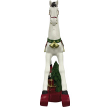 Figurine de cheval décorative avec sapin de Noël et cadeaux
