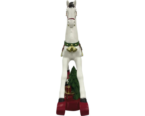 Figurine de cheval décorative avec sapin de Noël et cadeaux