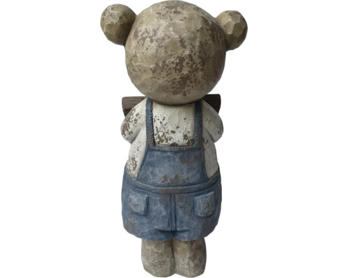 Figurine décorative ours en pierre artificielle avec salopette