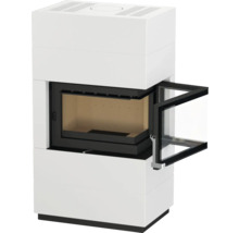 Poêle à bois blanc avec porte ouverte