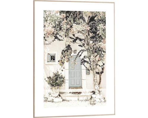 Gerahmtes Bild Mediterranean 50x70 cm Gerahmtes Bild eines Hauses mit Tür, Fenster und Blumen