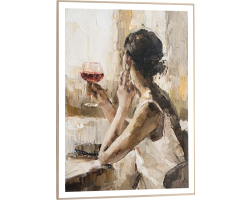 Gerahmtes Bild Drinking Wine 50x70 cm Gemälde einer Frau mit Weinglas im Rahmen