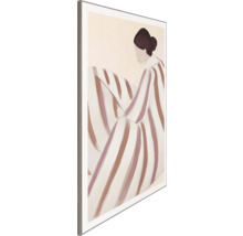 Gerahmtes Gemälde mit Frau in gestreiftem Kleid