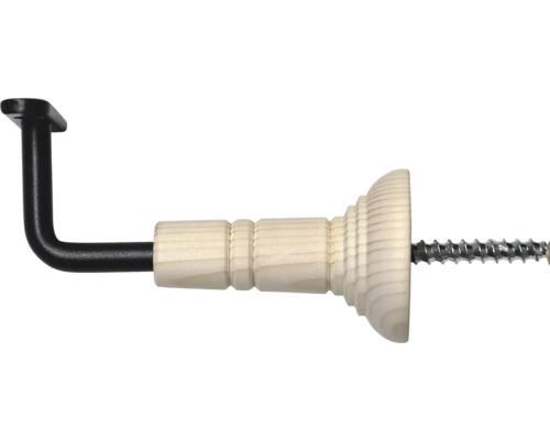 Gardinenhaken mit Holzdekor und Schraube