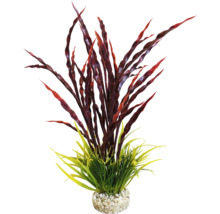 Plante d''aquarium décorative avec des éléments rouges et verts dans un lit de gravier