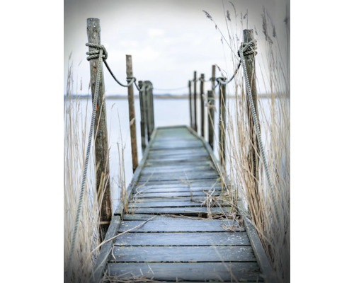 Decopanel Weg zum Meer 40x50 cm Holzsteg mit Seilen und Pfosten am Seeufer