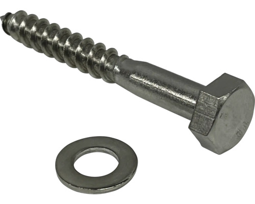 Holzschraube mit Sechskantkopf und Unterlegscheibe