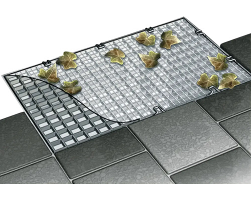 Abdeckung für Entwässerungsrinne mit Laub