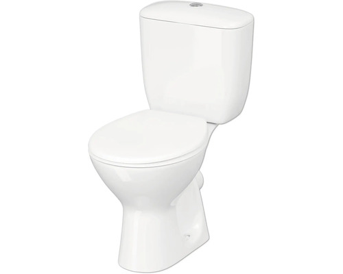form&style WC-Kombination Set NEGOS Tiefspüler mit Spülrand Abgang waagerecht weiss glänzend mit WC-Sitz