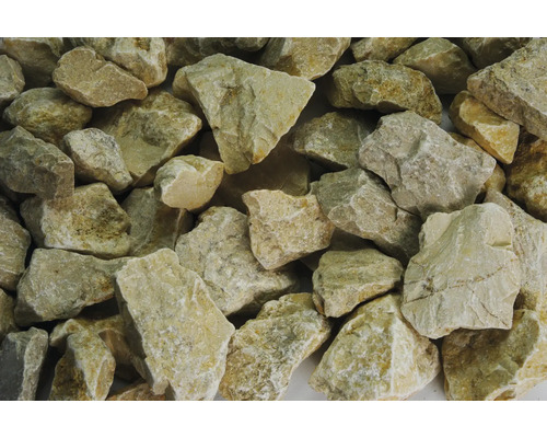 Gravillon 25 - 40 mm 10 kg jaune beige Gros plan de pierres calcaires pour l''horticulture