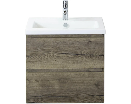 Meuble sous-vasque avec deux tiroirs et lavabo à poser