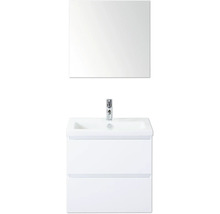 Weisser Waschtischunterschrank mit Spiegel und Armatur