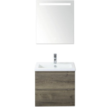 Waschtischkombination mit Spiegel und Holzdekor