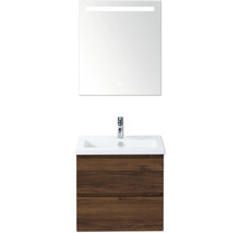 Waschtischkombination mit Spiegel und Unterschrank in Holzoptik