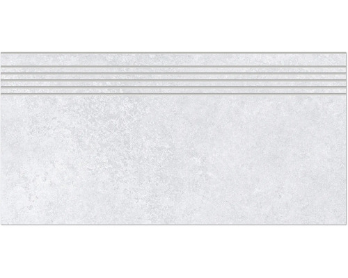 MIRAVA Feinsteinzeug Treppenstufe SEATTLE hellgrau 29.8 cm x 59.8 cm x 0.9 cm Treppenfliese mit Rillen für den Innenbereich