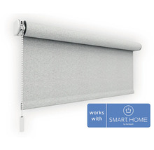 Store enrouleur gris en tissu structuré avec chaînette, compatible avec SMART HOME by hornbach.