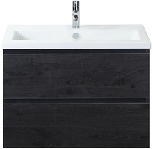 Meuble sous-lavabo avec deux tiroirs, lavabo en céramique et robinetterie