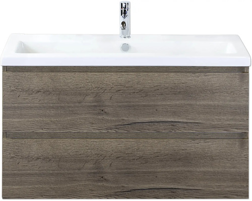 Meuble sous-lavabo avec deux tiroirs et lavabo à poser