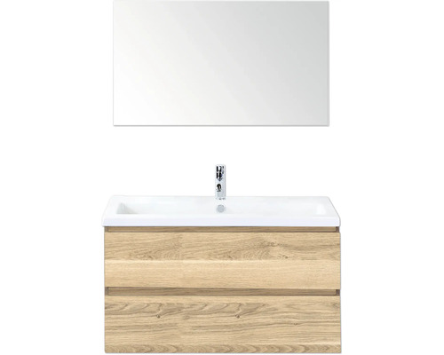 Waschtisch mit Spiegel und Unterschrank mit zwei Schubladen