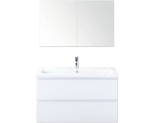 Waschtischkombination mit Spiegelschrank und zwei Schubladen