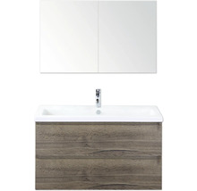 Meuble sous-lavabo avec deux tiroirs, lavabo et armoire de toilette