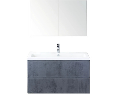 Waschtischkombination mit Unterschrank, Waschbecken und Spiegelschrank