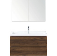 Combinaison de lavabo avec armoire de toilette et décor bois