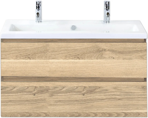 Meuble sous-lavabo avec deux tiroirs et lavabo à poser