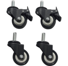 Vier Möbelrollen, zwei davon mit Bremse, mit Gewindezapfen zur Befestigung