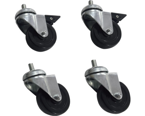 Vier Lenkrollen mit Gewindestift für Möbel