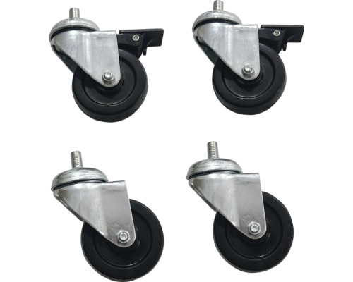 Vier Lenkrollen mit Feststellbremse