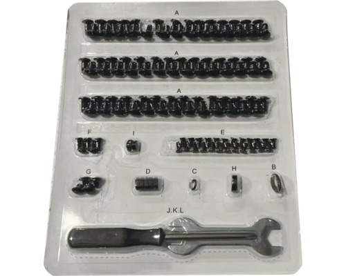 TENNEKER Zenith Ersatzteil Schraubenset Sortiment mit Schrauben, Muttern und Schraubenschlüssel in Kunststoffverpackung