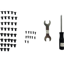 Vis, clé et tournevis