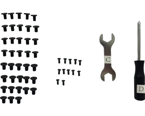 Vis, clé et tournevis