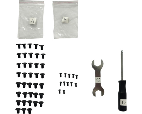 Kit de montage avec vis, clé et tournevis