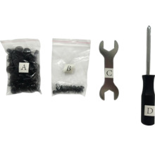 Matériel de fixation et outils : vis, clé et tournevis