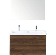 Badezimmer Waschtischkombination mit Spiegel, Unterschrank mit zwei Schubladen und zwei Armaturen