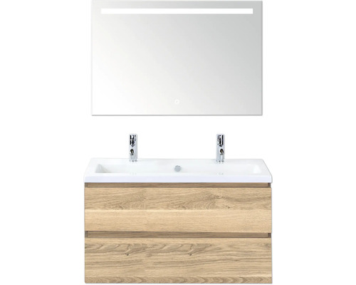 Meuble sous-lavabo avec miroir et éclairage