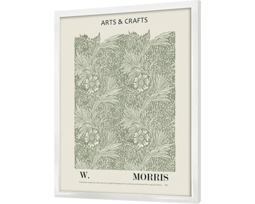 Gerahmtes Bild Morris weiss grün 40x50 cm Gerahmtes Poster mit floralem Muster im Arts and Crafts Stil