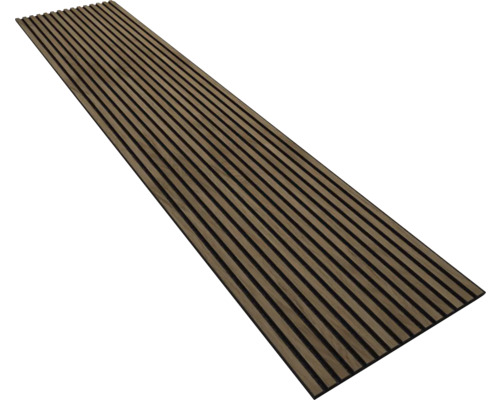 Panneau acoustique plaqué teinte chêne fumé 2600 x 560 x 18 mm Panneau en bois pour revêtement mural et de plafond