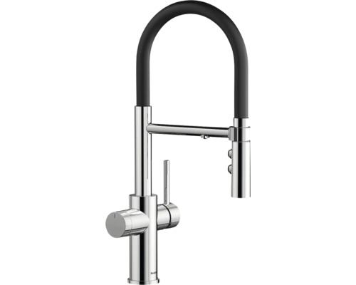 Robinet de cuisine avec bec haut et flexible