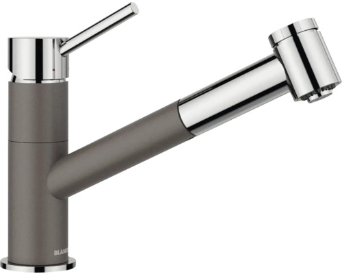Blanco Hochdruck Küchenarmatur KANO-S VARIO vulkangrau chrom 527967 Küchenarmatur mit Ausziehbrause
