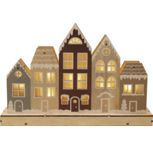 Holzdekoration beleuchtete Häuser für Weihnachten