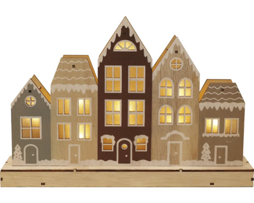 Holzdekoration beleuchtete Häuser für Weihnachten